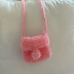 sparkly knitted mini pink crossbody bag